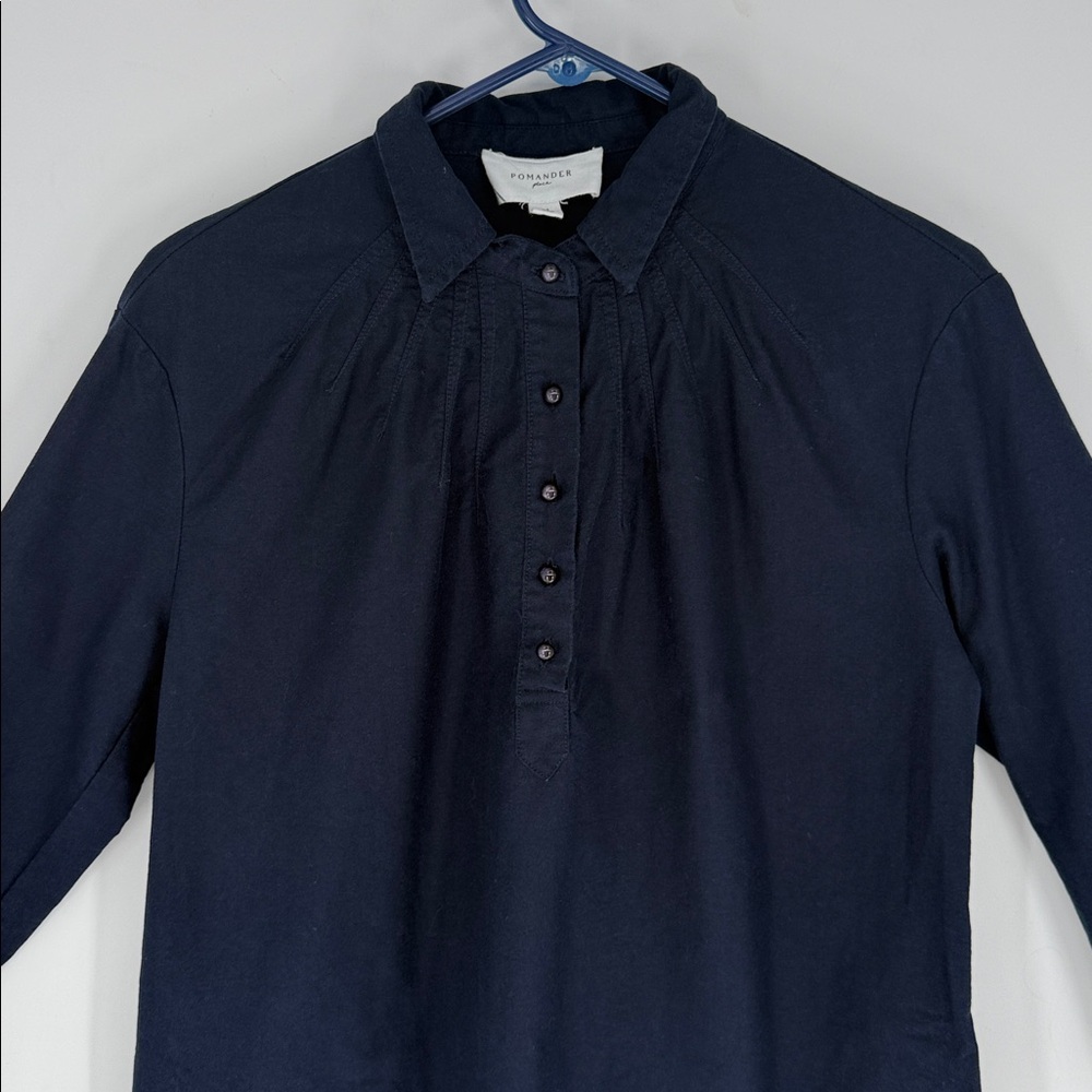 Pomander Place French Navy Polly Relaxed Fit Shirt Mini Dress Size M - Picture 4 of 12